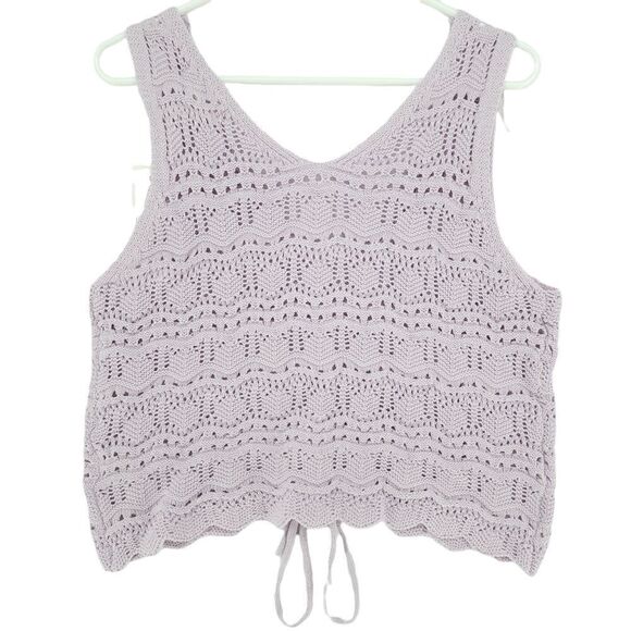 NWT Large Jessica Simpson Crotchet Drawstring Crop Top - Picture 2 of 6